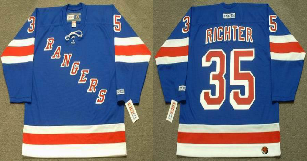 2019 Men New York Rangers 35 Richter blue style #3 CCM NHL jerseys->new york rangers->NHL Jersey